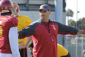 Sark times · Head coach Steve Sarkisian will have to choose between redshirt freshman Max Browne and returning starter Cody Kessler at the quarterback position. Both players have been inconsistent this spring. - Nick Entin | Daily Trojan 