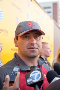 Home grown · Head coach Steve Sarkisian places special emphasis on local talent — 15 of his 19 recruits this year were from Southern California. - Ralf Cheung | Daily Trojan 