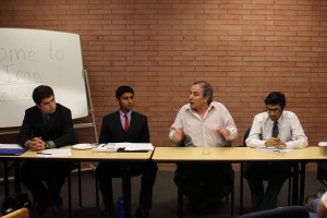Tension · Panelist Muhammad Sahimi (second to right), discussed the tenuous relationship between the United States and Iran. - Kevin Fohrer | Daily Trojan 