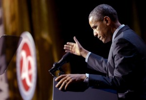 President Barack Obama speaks about the importance of remembering the past in moving toward the future at the USC Shoah Foundation's Ambassador for Humanity Gala on Wednesday — Photo courtesy of Josh Grossberg