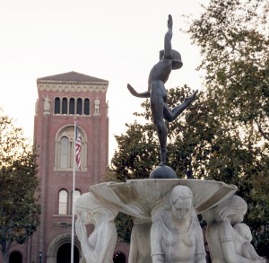  Restored · “The Youth Triumphant” fountain (above) is now almost fully repaired after sustaining significant damages during the annual fountain run — a tradition where seniors attempt to run to all of the campus’ 30 fountains. - Ralf Cheung | Daily Trojan 