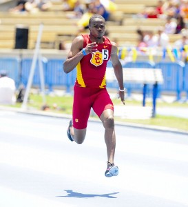 Racing toward the finish · The No. 13 ranked USC track and field team will send senior Aaron Brown to compete in the 100-meter dash. - Photo courtesy of USC Sports Information 