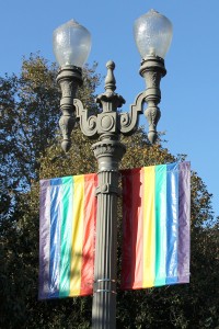 Allied Pride · Rainbow flags hang on lamp posts along Trousdale Parkway in honor of Coming Out Month last October. - Razan al-Marzouqi | Daily Trojan 