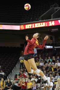 Sam I am · Junior outside hitter Samantha Bricio tallied a team-high 12 kills along with five digs in Tuesday night’s match against the Bruins. The Guadalajara, Mexico native hit .233 on the match and had no service aces. - Brian Ji | Daily Trojan 