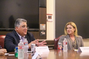 Talking for change · Former State Assembly members Anthony Portantino and Audra Strickland offered their views on a variety of topics. - Zhiliang Zhao | Daily Trojan 