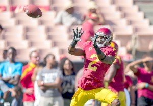 Two-way street · USC freshman wide-receiver/defensive back Adoree’ Jackson was named the team’s Player of the Day at practice on Wednesday. Jackson has recorded three total tackles, two of them for loss, so far this season. - Ralf Cheung | Daily Trojan 