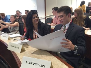 Common ground ·  Junior international relations majors Rini Sampath, left, and Luke Phillips, right, met with undergraduate student leaders from across the country at a conference at Harvard University this weekend. - Photo courtesy of Rini Sampath 