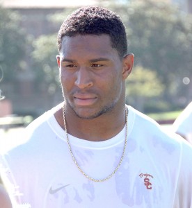 Captain to coach · Senior linebacker Hayes Pullard served as one of the team coaches at USC’s “Scout Bowl” during Friday’s practice. - Mariya Dondonyan | Daily Trojan 