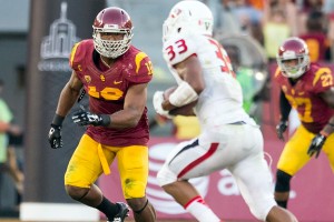 Tough test · Senior linebacker Hayes Pullard said in practice that Stanford would be the toughest team USC would face all season. The team captain had 11 tackles against the Cardinal in last year’s 20-17 upset. - Ralf Cheung | Daily Trojan 