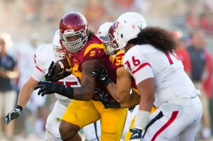 Sigh of relief · All-American defensive end Leonard Williams rolled his ankle during Tuesday’s practice, but will play against Stanford this weekend. Williams had seven total tackles and an interception against Fresno State. - Ralf Cheung | Daily Trojan 