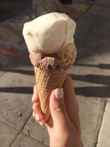 Unique flavors · Salt & Straw offers new flavors such as “Black Olive Brittle and Goat Cheese” and “Tomato Water Ojai Olive Oil Sherbert.” - Rebecca Siegel | Daily Trojan 
