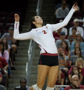 Voltage spike · Junior outside hitter Samantha Bricio, who leads the team with 339.5 points this season, says USC needs to up its energy. - Brian Ji | Daily Trojan 