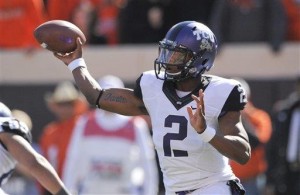 TCU quarterback Trevone Boykin looks to lead the Horned Frog to an upset over No. 4 ranked Oklahoma. — Brody Schmidt | AP Photo