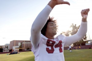 Hold the line · Junior defensive end and preseason All-American Leonard Williams will look to lead USC’s front seven as they face the Utes and their running back Devontae Booker, who has seven touchdowns this season. - Ralf Cheung | Daily Trojan 