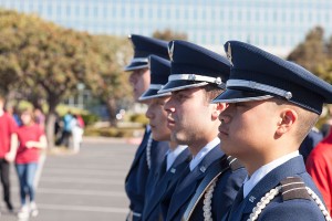 Aim high ·  Students in USC’s Air Force ROTC stand at attention during the Southern California Invitational Drill meet, which was held in Redondo Beach in March 2013.  - Ralf Cheung | Daily Trojan 