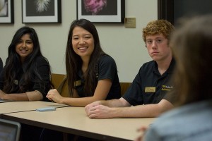 Voicing concerns · Sera Choi, president of Residential Student Government, listens to students at Wednesday night’s open forum.  - Joseph Chen | Daily Trojan 