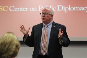 Attitude shift · Patrick J. Linehan, the Center on Public Diplomacy’s Diplomat in Residence, spoke about his personal experience as a gay man. - Kristen Zung | Daily Trojan 