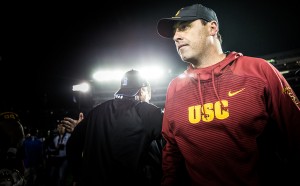 Seven-win Sark · Head coach Steve Sarkisian fell to 7-4 in his first season at Troy with Saturday’s loss against UCLA. Sarkisian won seven games in three of his five seasons as the head coach at Washington. - Ralf Cheung | Daily Trojan 