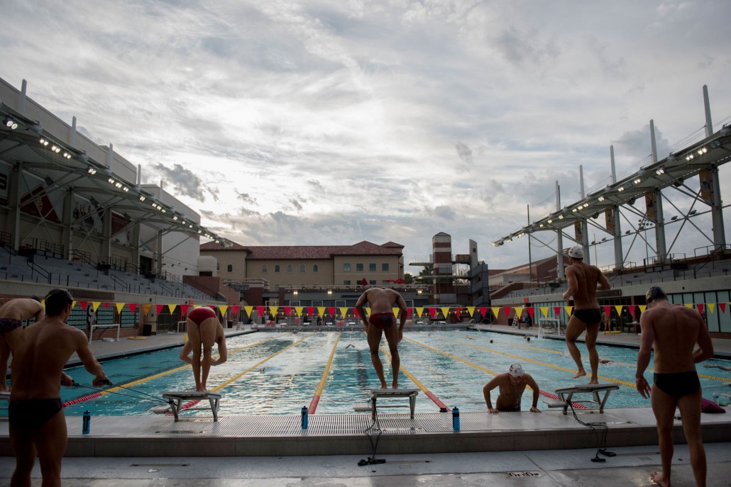 Making a splash · The men’s swimming and diving team improved to 3-0 on the season after its victory over Hawaii last weekend at home. - Mariya Dondonyan | Daily Trojan 