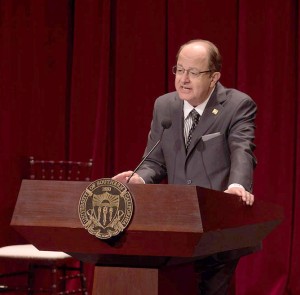 Giving his two cents · Unlike his predecessor, USC President C.L. Max Nikias has not been shy with managing athletics at the university.  Nick Entin | Daily Trojan