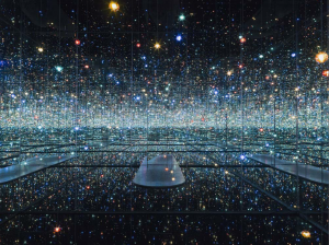 Photo courtesy of The Broad Museum All of the lights · Yayoi Kasuma’s Infinity Mirrored Room is a mirror-lined chamber housing a dazzling and seemingly endless LED light display.