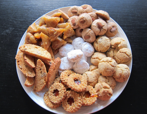 Moroccan sweets flavored with almond, rose water, chocolate, cinnamon, and more.