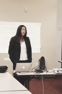 Jessica Zhou | Daily Trojan Electoral college · Katherine Lee, the USG Director of Elections, talked about the elections code and bylaws at Tuesday’s meeting. 