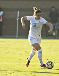 Emily Smith | Daily Trojan Breaking through · Senior midfielder Morgan Andrews scored a goal to help USC defeat powerhouse North Carolina for the first time in history. 