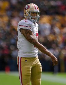 Photo from Wikicommons Peaceful protest · San Francisco 49ers quarterback Colin Kaepernick has come under fire for refusing to stand during the national anthem.