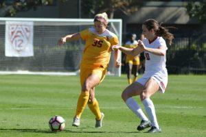 Katie Smith | Daily Trojan Goal driven · Sophomore forward Leah Pruitt scored the Women of Troy’s second goal of the day. The soccer team is ranked No. 5 and has won their second-straight victory. They defeated Washington State, 3-0.
