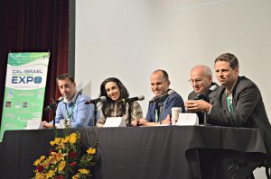 Emily Smith | Daily Trojan Root of innovation · (From left to right) James Bottom, Shirin Laor-Raz Salemnia, Guy Katsovich, Howard Singer and Arik Benzino participated in a panel held during the Cal-Israel Innovation Expo on Sunday morning.