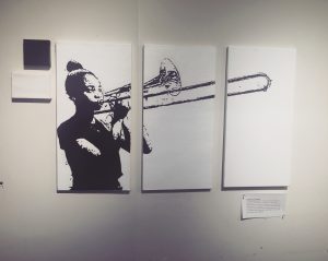 Photo courtesy of USC Black Student Assembly Making silenced voices heard · A piece by Tola Oseni graces the wall of the event’s gallery. This gallery is part of the Black Student Assembly’s “creative experience” initiative, the Artist Showcase.  