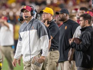 Tal Volk | Daily Trojan Dog pound · Head coach Clay Helton has a chance for an upset win this week as the Trojans travel to Seattle to face the No. 5 Huskies. Helton’s squad has lost on the road to all three ranked opponents they have faced this season.