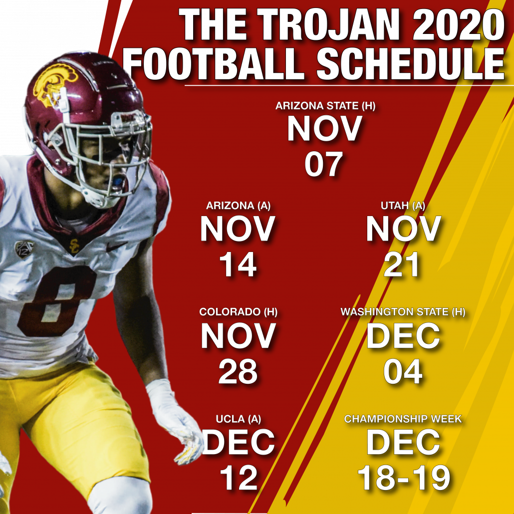 Graphic of the Trojan 2020 football schedule. 