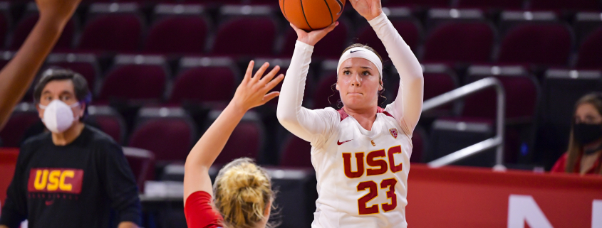 Madison Campbell attempts a shot in a game against LMU.