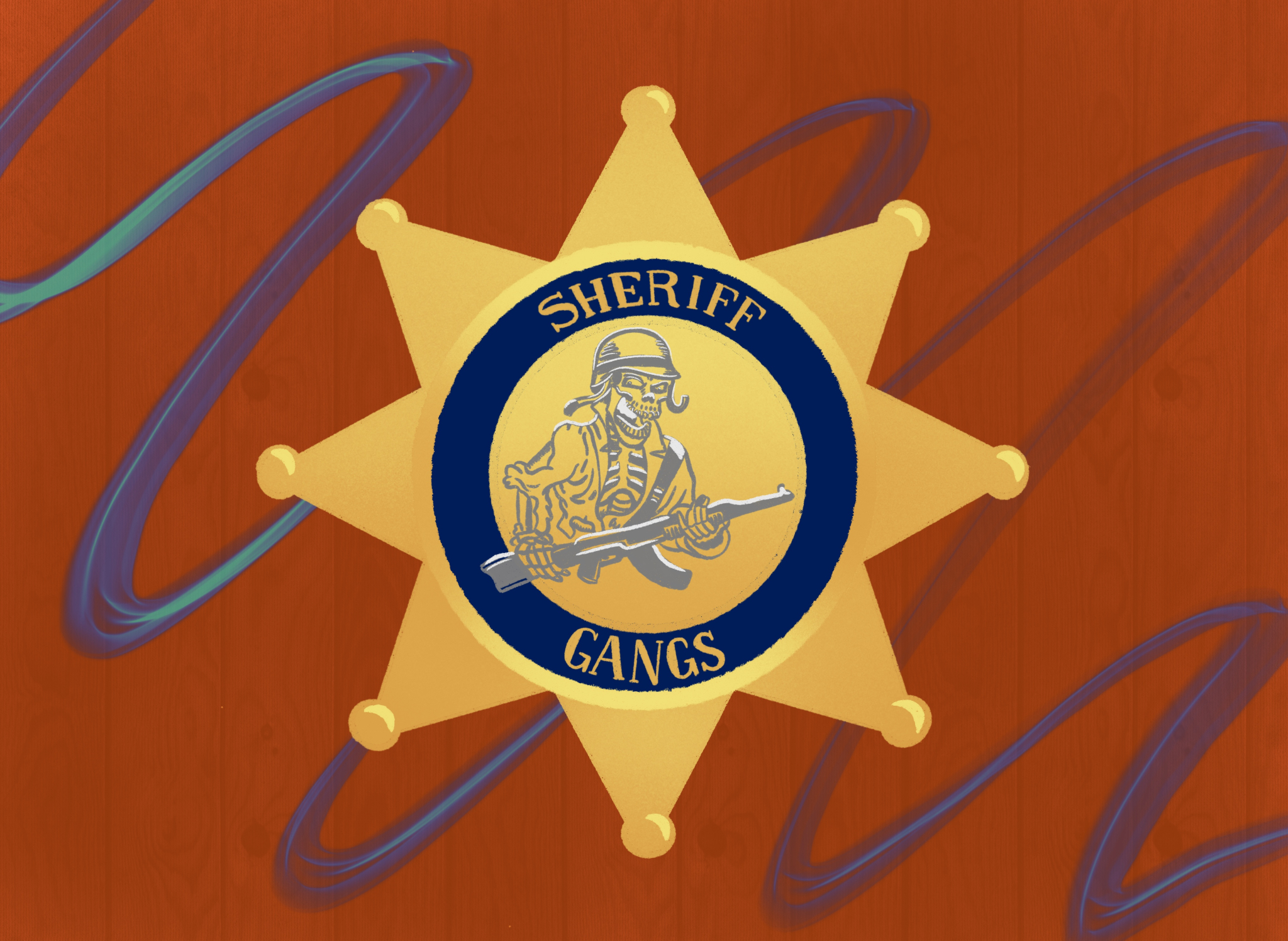 A drawing of a sheriff badge that says, 