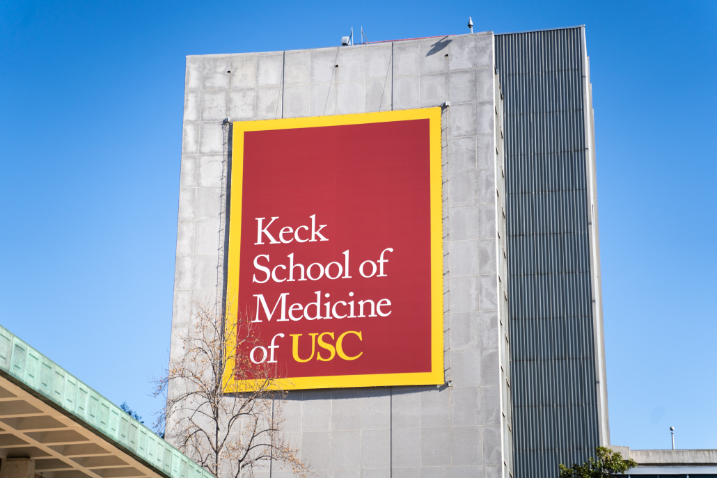Exterior of the Keck School of Medicine of USC. 