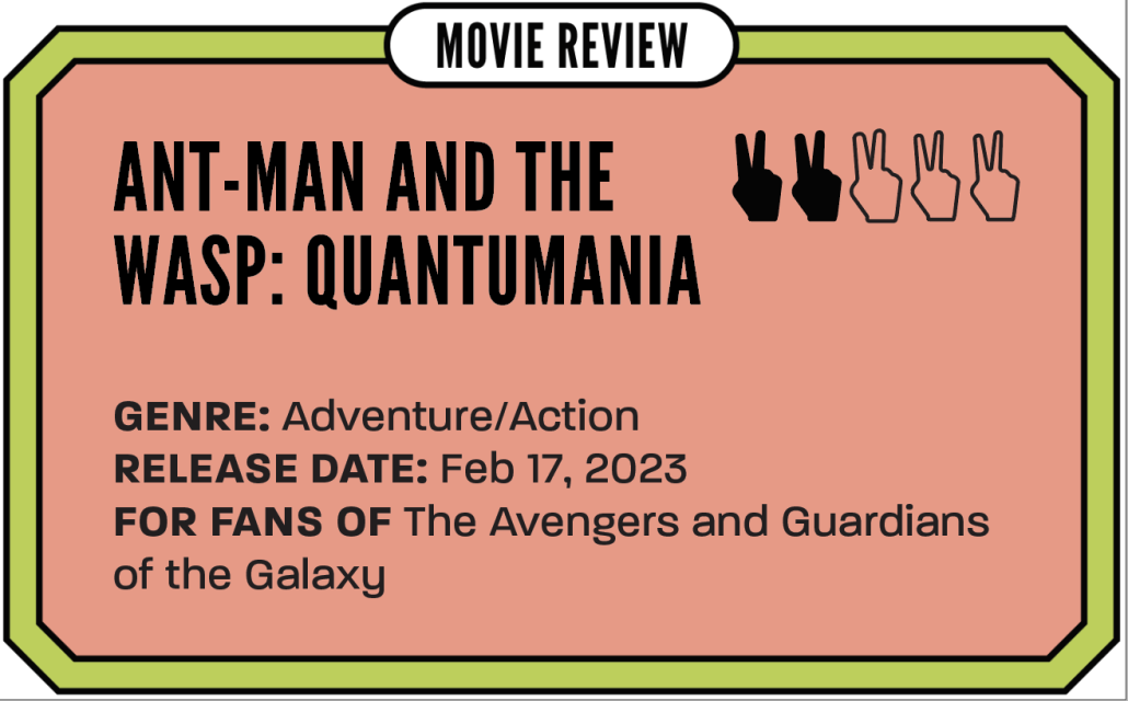 Review box of "Ant-Man and The Wasp: Quantumania" giving it 2 oit of 5 stars.