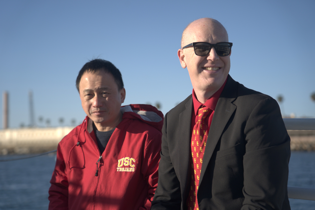 USC professors Clay Wang and Travis Williams conducting research at Santa Catalina Island