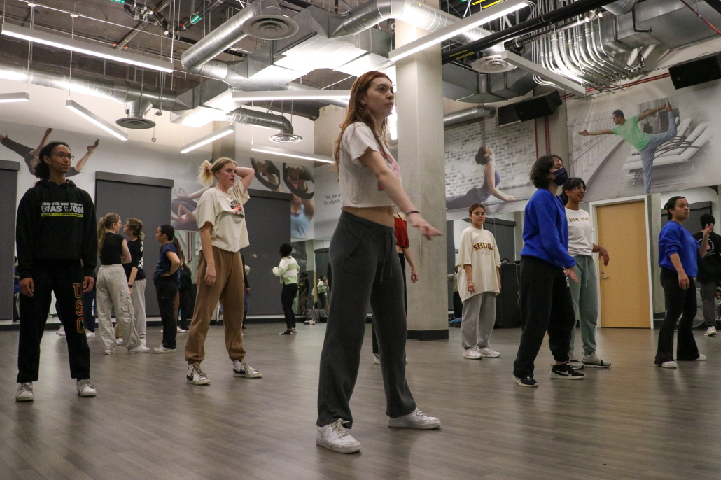 Group of dancers practicing.