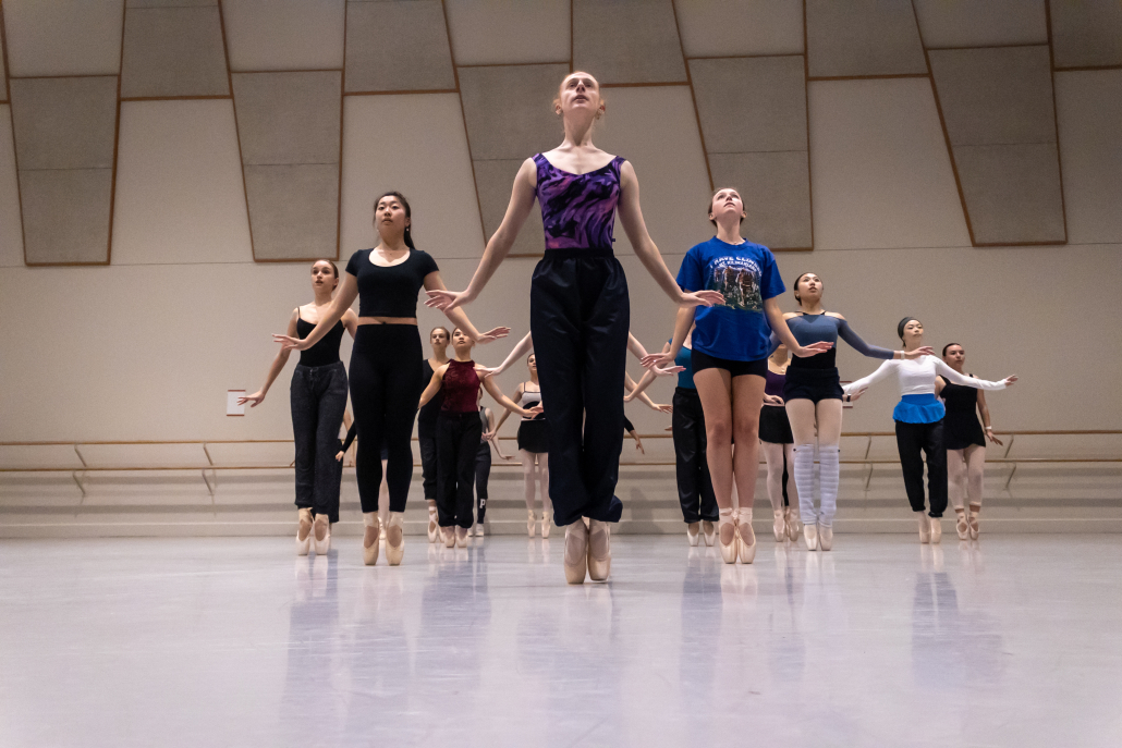 Chamber Ballet Company rehearsing ballet number. 
