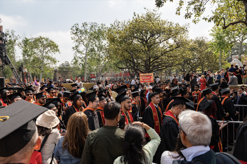 crowd of graduating students at USC