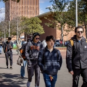 students walking down Trousdale