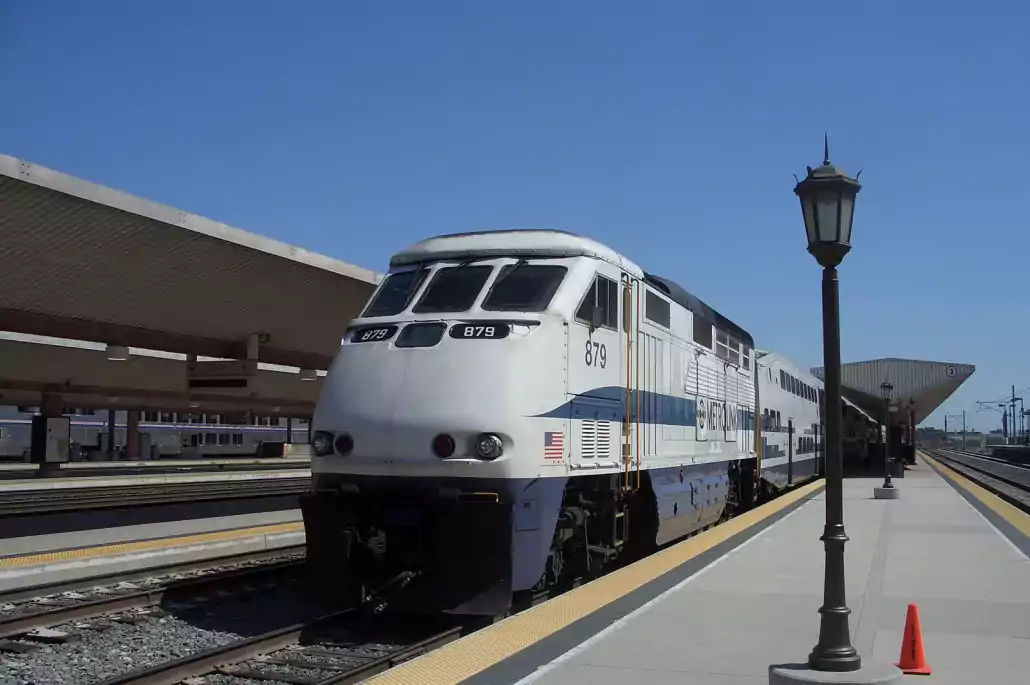 a metrolink train at LA Union Station