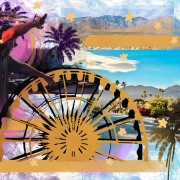 Art piece representing the Coachella Valley and a ferris wheel in honor of the music festival