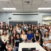 Latino Students in Medicine members pose in a group photo.