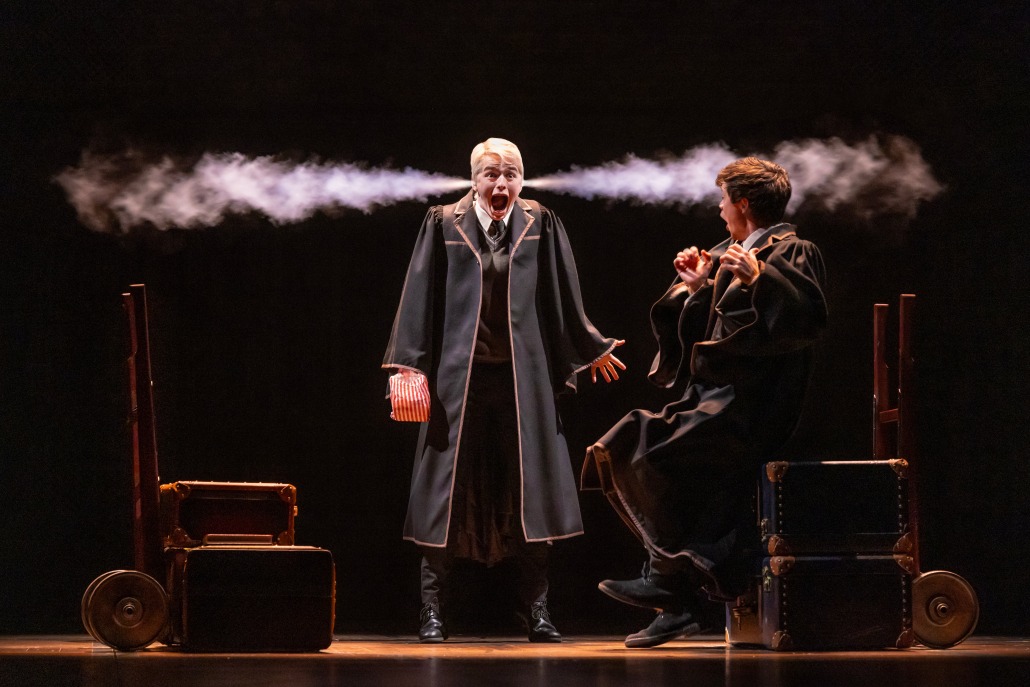 Aidan Close and Emmet Smith performing at the Hollywood Pantages Theatre in "Harry Potter and the Cursed Child"