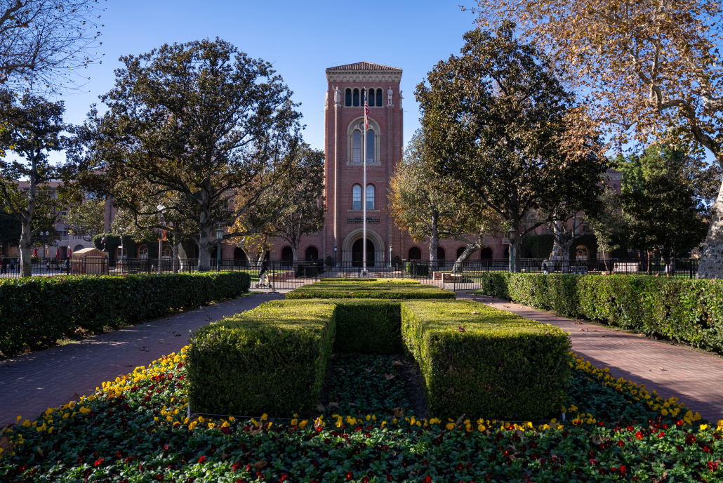 The outside of Bovard Auditorium.