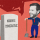JD Vance standing over a tombstone that states 'Moderate Conservative'
