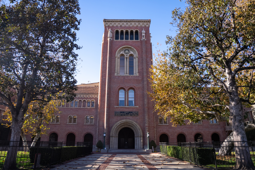 The outside of Bovard Auditorium.